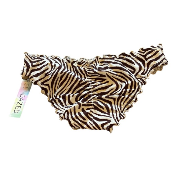 Sundazed Juniors Mermaid Zebra Ruffled Bikini Bottom in Mocha (M) - Picture 4 of 7